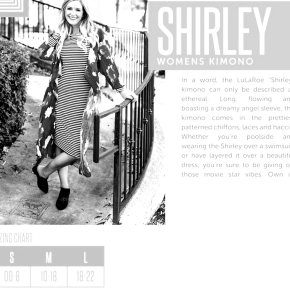 LLR LuLaRoe Shirley Kimono Coverup Gray & White Stripes Sz M - Picture 4 of 4